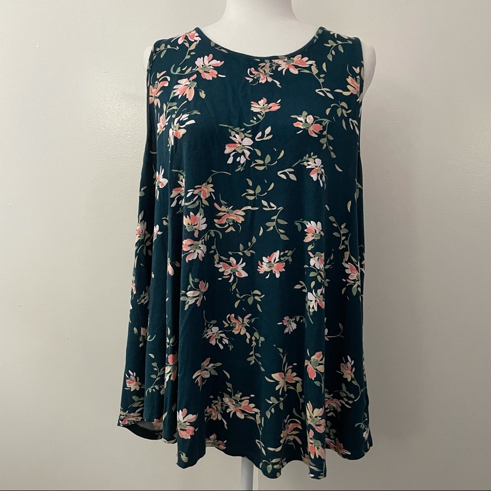 Super Soft Teal Floral Crew Tank